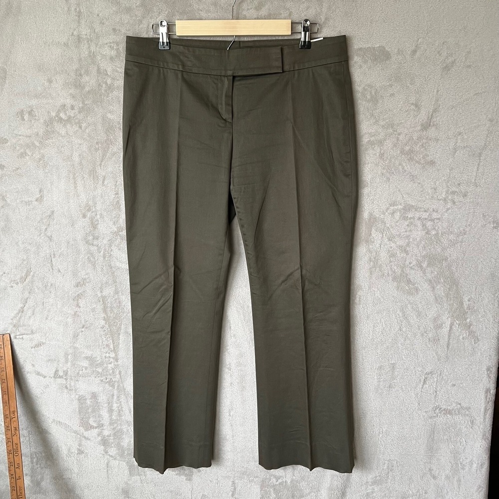 Boss By Hugo Boss‎ Womens Olive Green Pants Size 8 Cotton Wide Leg Office